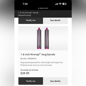 Dyson air wrap curlers extended